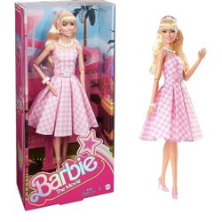 Barbie The Movie Doll, Margot Robbie as Barbie, Collectible Doll Wearing Pink and White Gingham Dress with Daisy Chain Necklace