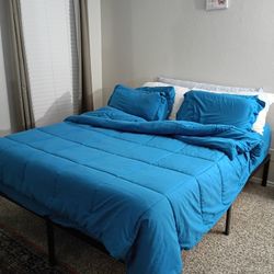 Queen Size Bed And Frame With Comforter Set 