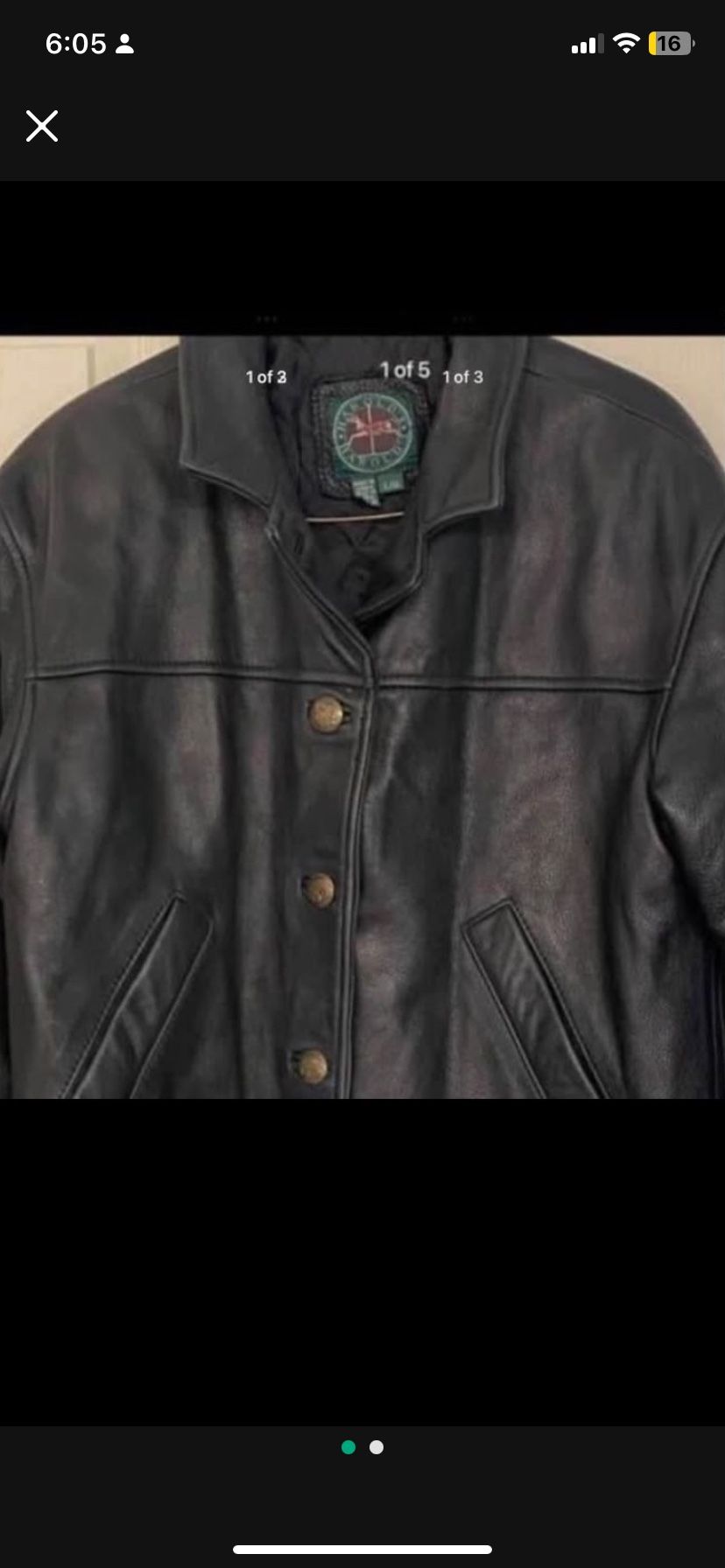 Ladies Button Up Crop Leather Coat