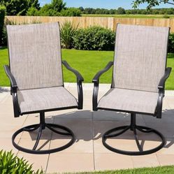 Outdoor Swivel Dining Chairs Set of 2, Textilene Patio Swivel Chair All Weather Outdoor Dining Chairs 360 Degree Rotating Metal Patio Rocking Chair fo