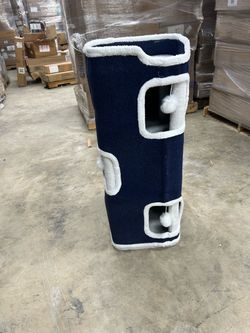 Tall Cat Tower with Condos and Pom-Poms