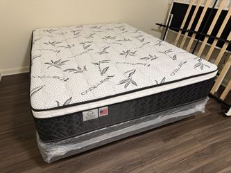 Queen Bamboo Orthopedic Pillow Top Mattress and Boxspring