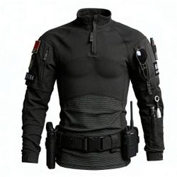 Men’s Black Tactical Frog Shirt Quarter Zip Utility Combat Top Size S NWT