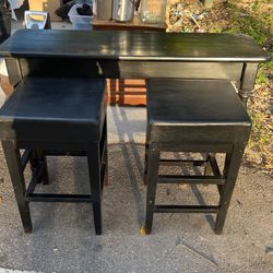 Tables With 2 Chairs Black Leather Wood