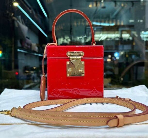 Louis Vuitton leather red square hard-sided crossbody bag