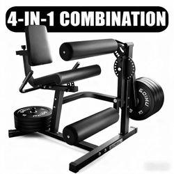 New Leg Extension and Curl Machine, 4 in 1 Lower Body Workout Machine， Adjustable Leg Curl Machine with Plate Loaded, Leg Extension Machine with Exerc