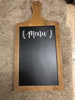 Wooden chalkboard menu sign