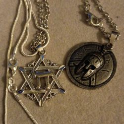 2 necklaces 1with Star ⭐ Charm 1with Spartan Helmet Pendant In Perfect Condition 