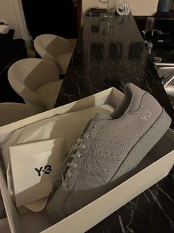 Y-3 Gray Suede Low-Top Sneakers