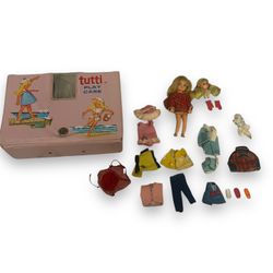 Vintage Lot Tutti Doll Barbie Vinyl Case Clothes & Accessories 1965