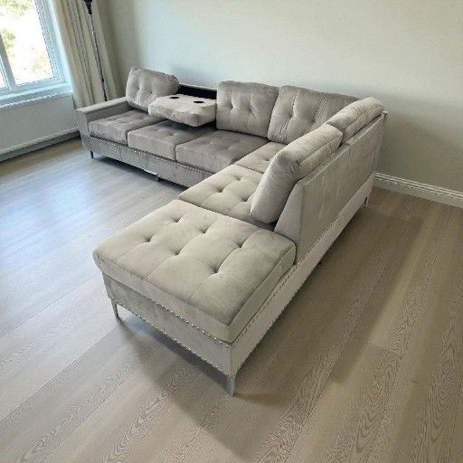 Sectional Grey Sofa Gray Couch Reversible New 