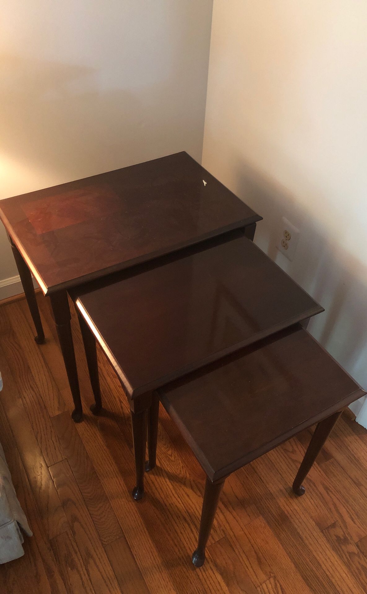 Cherry wood end table-set of 3