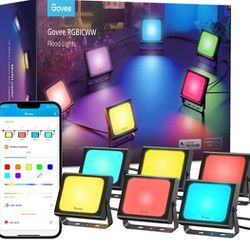 Govee Outdoor Lights RGBIC Flood Lights, LED Landscape Lighting with 35 Scene Modes and 4 Music Modes, Smart Color Changing IP65 Waterproof with App C