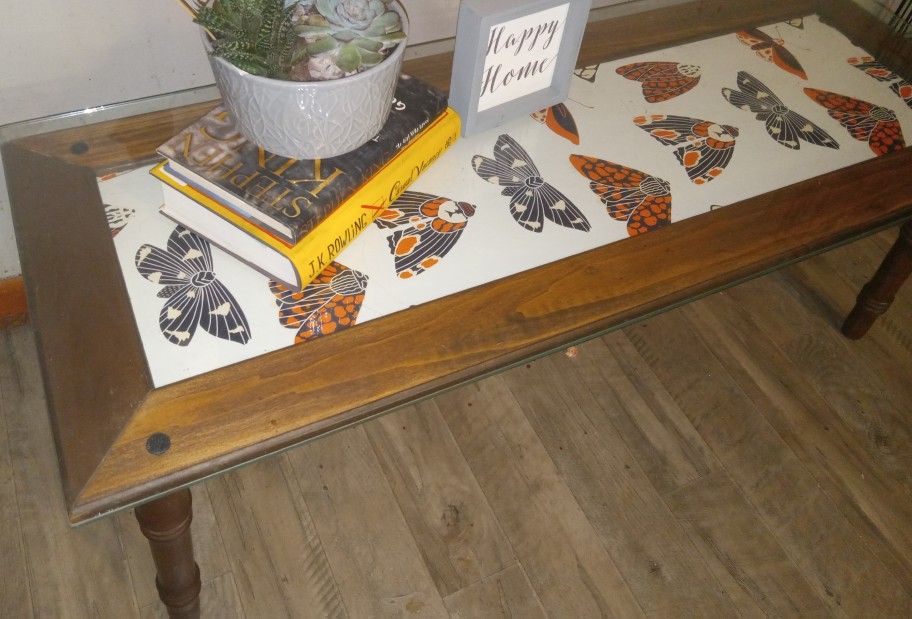 Vintage Glass Top Coffee Table