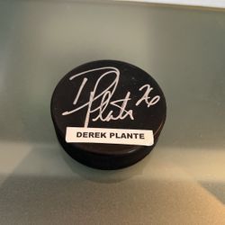 Derek Plante Signed Hockey Puck 