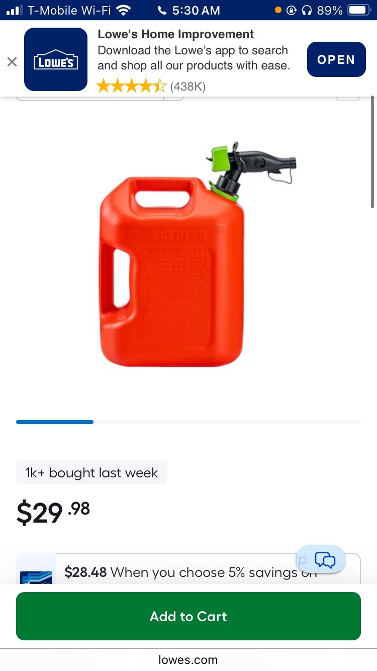 Scepter 5 Gallon Gas Can