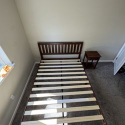 Wooden Bed Frame With Side Tables 