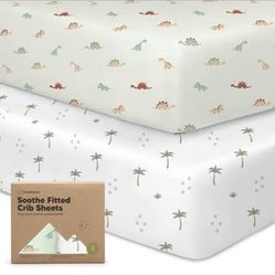 KeaBabies 2-Pack Organic Crib Sheets - 52x28 Fitted Crib Mattress Sheet Neutral