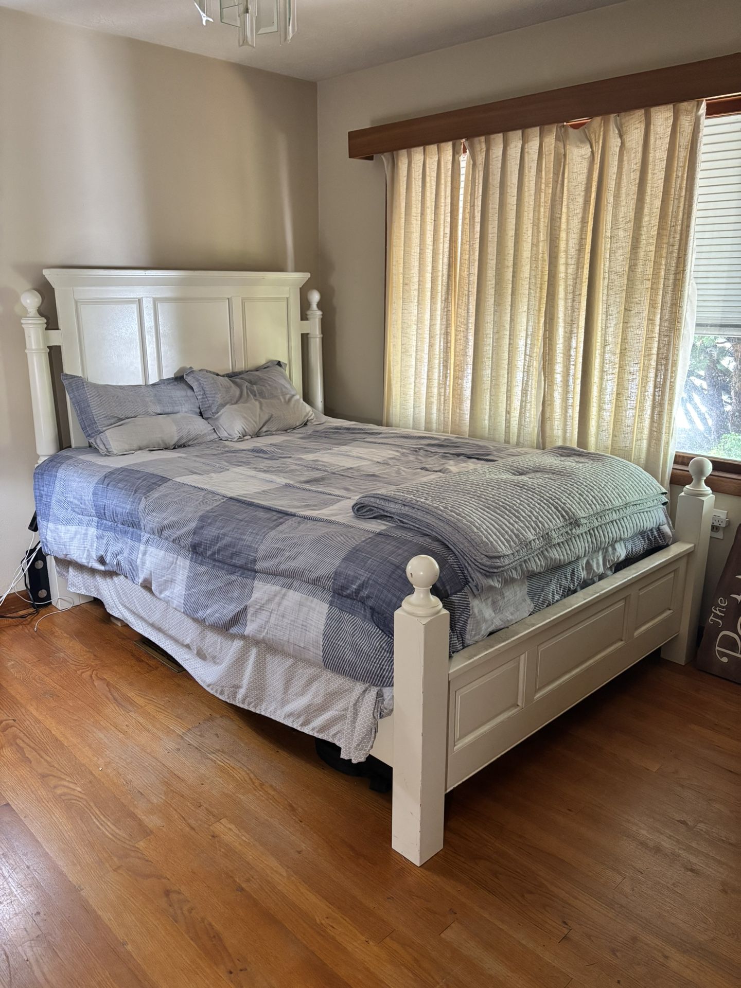 Queen Size Bed Frame with Mattresses And Linens Included
