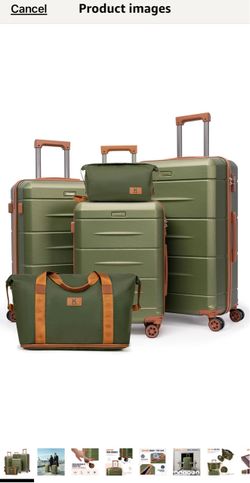 Luggage Sets 5 Piece Hardshell Suitcase Sets with Detachable Spinner Wheels, ABS Carry on Luggage with TSA Lock,Travel,Armygreen（20/24/28 Inch