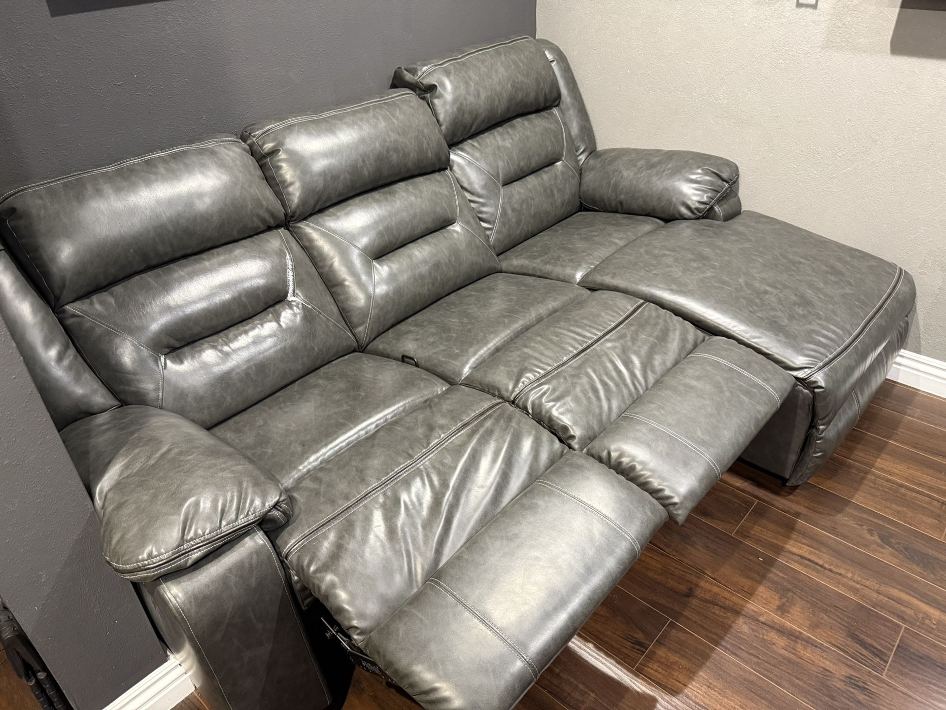 Grey Sofa Couch and lounge chair leather 