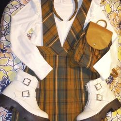 Max Studio Girl's Plaid Jumper Dress - Size 10 girls