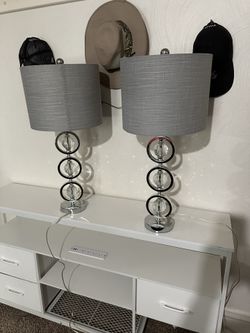 2 Silver And Chrome Lamps 