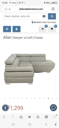 El Dorado Allan Sleeper Sectional Sofa with Left Chaise $500