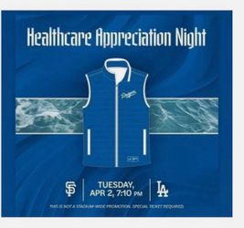 4/2/24 Dodgers Nurses Night Healthcare SGA Jacket VEST! SIze XL