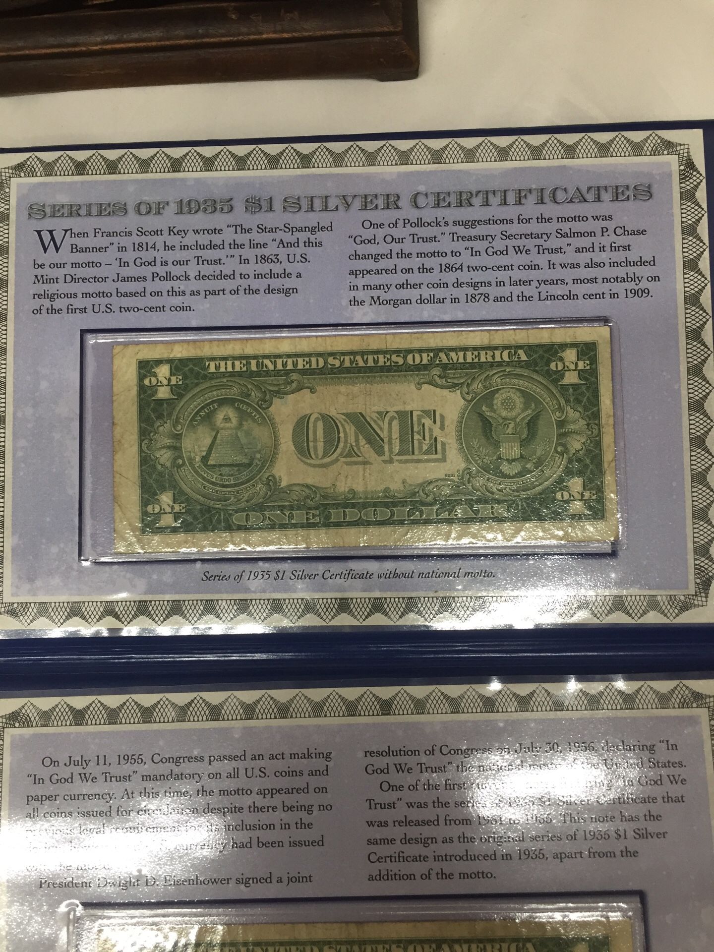 Series of 1935 $1 Silver Certificates with & without motto on the back