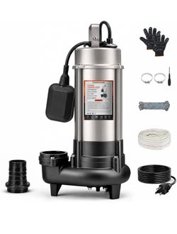 1.5 HP Sewage Grinder Pump, 110 V 6600 GPH Grinder Sump Pumps Stainless Steel, Cast Iron Effluent Pump with Auto Float Switch, 2'' NPT Discharge for S