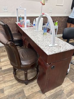 6 Nail Salon Manicure Table with Granite Top