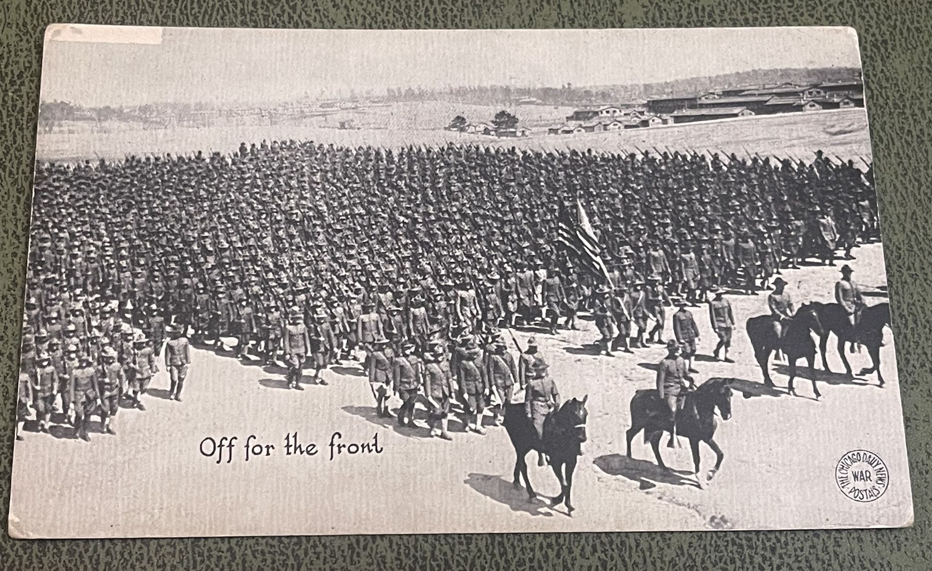 Vintage Postcard 1910s 'Off for the Front' Troops Chicago Daily News War Postals