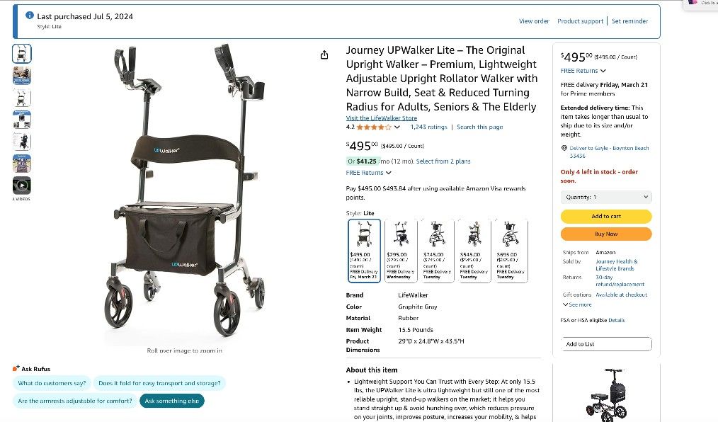 UP Walker Lite Rollator -Walker