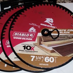 (4)  Diablo Wood Skill Saw Blades 7 1/4"