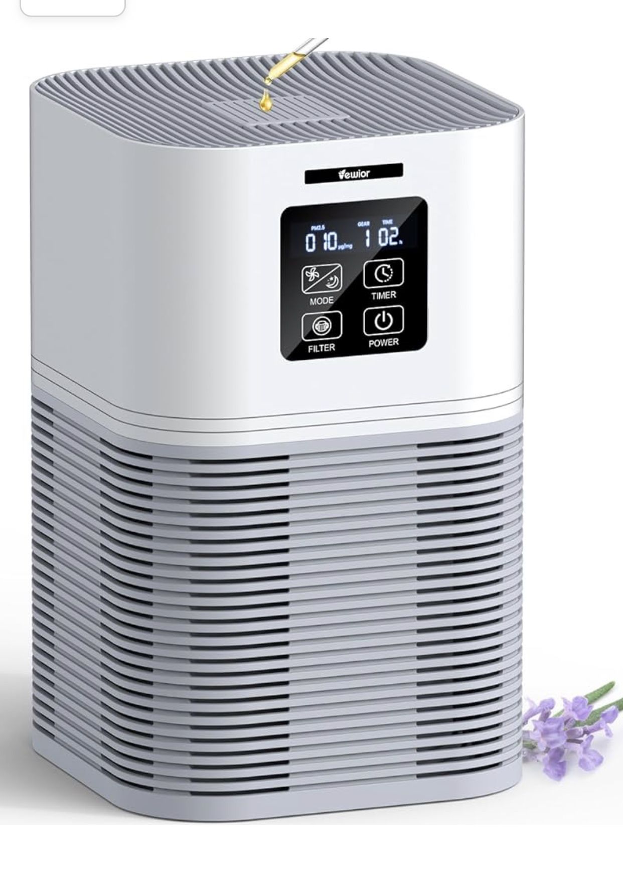 VEWIOR Air Purifiers for Home, HEPA Air Purifiers for Large Room up to 600 sq.ft, H13 True HEPA Air Filter with Fragrance Sponge 6 Timers Quiet Air Cl