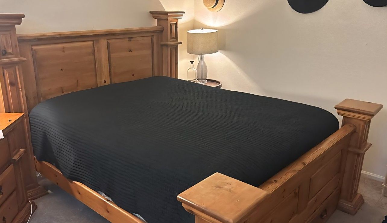 Queen Bedroom Set- Bedframe And 2 Nightstands