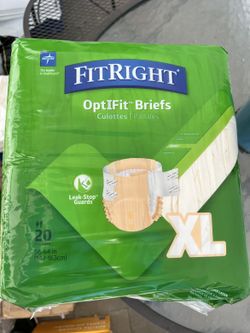 Medline FitRight OptiFit Ultra Briefs - XL (56-64 in) - 20 Count - New Sealed
