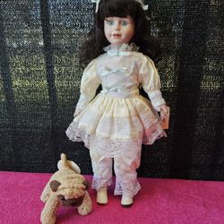 Seymour Mann Raven 16" Collectible Porcelain Little Girl Doll Vintage 1992