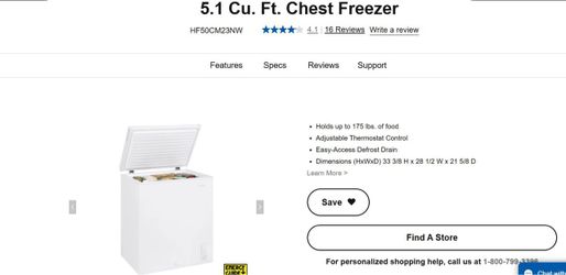 Haier chest freezer 5.1 cubic feet