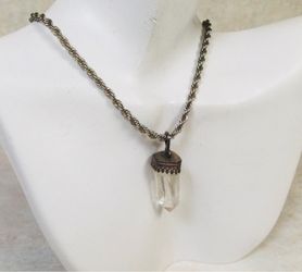 Sterling Silver Quartz Crystal Necklace (Heavy Chain 20”)