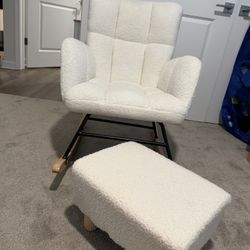 Cream Color Rocking Chair With Foot Rest