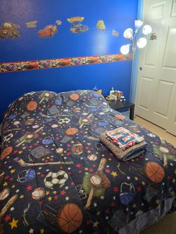 Full Mattress+Bed frame+Nightstand+Lamp