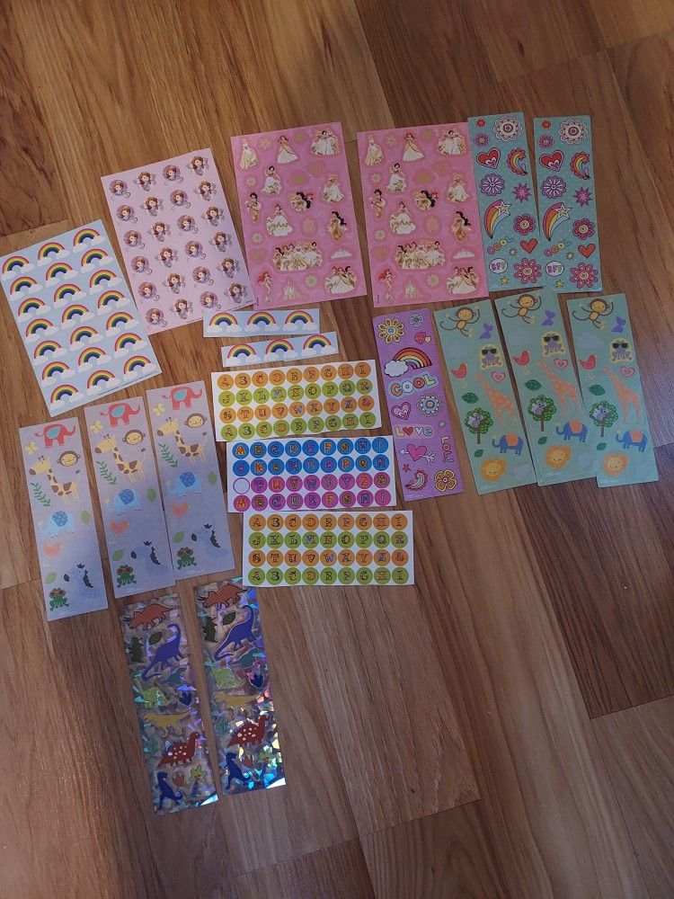 Assorted Stickers Large Lot Animals Dinosaurs Disney Rainbows