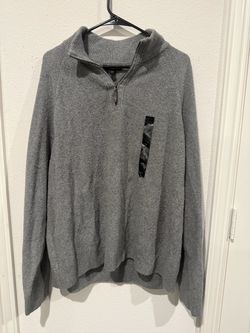 NWT Banana Republic Mens XXL Heather Grey Quarter Zip Sweater Mock Neck Pullover