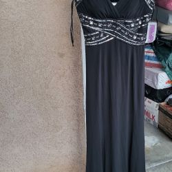 Hailey Logan Adrianna Papell Sequin Beaded Full Length Dress Sz 7/8