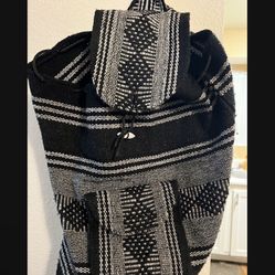 Black/White Woven Backpack 