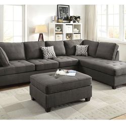 Gray Sectional Sofa - Ottoman Sold Separate 