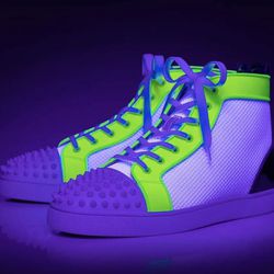 Christian Louboutin High-top Spikes Sneakers White/Yellow

