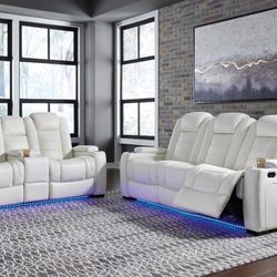 Party Time Power Reclining White Set

